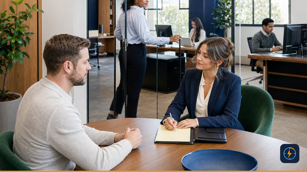 Client and attorney beginning a consultation arranged through coordinated intake